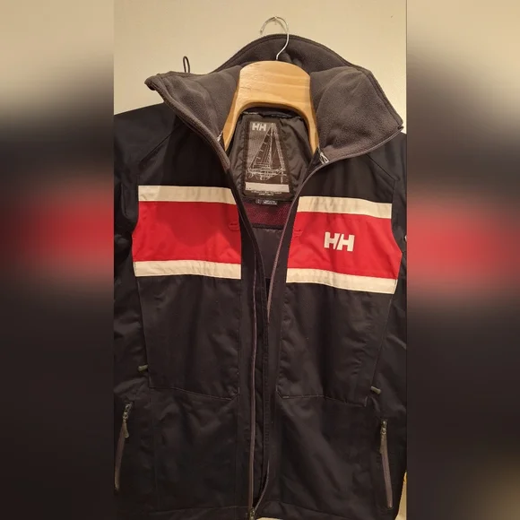Helly Hansen Crew Hooded Women's  Large Jacket Black Red White Waterproof, HH - Picture 4 of 11